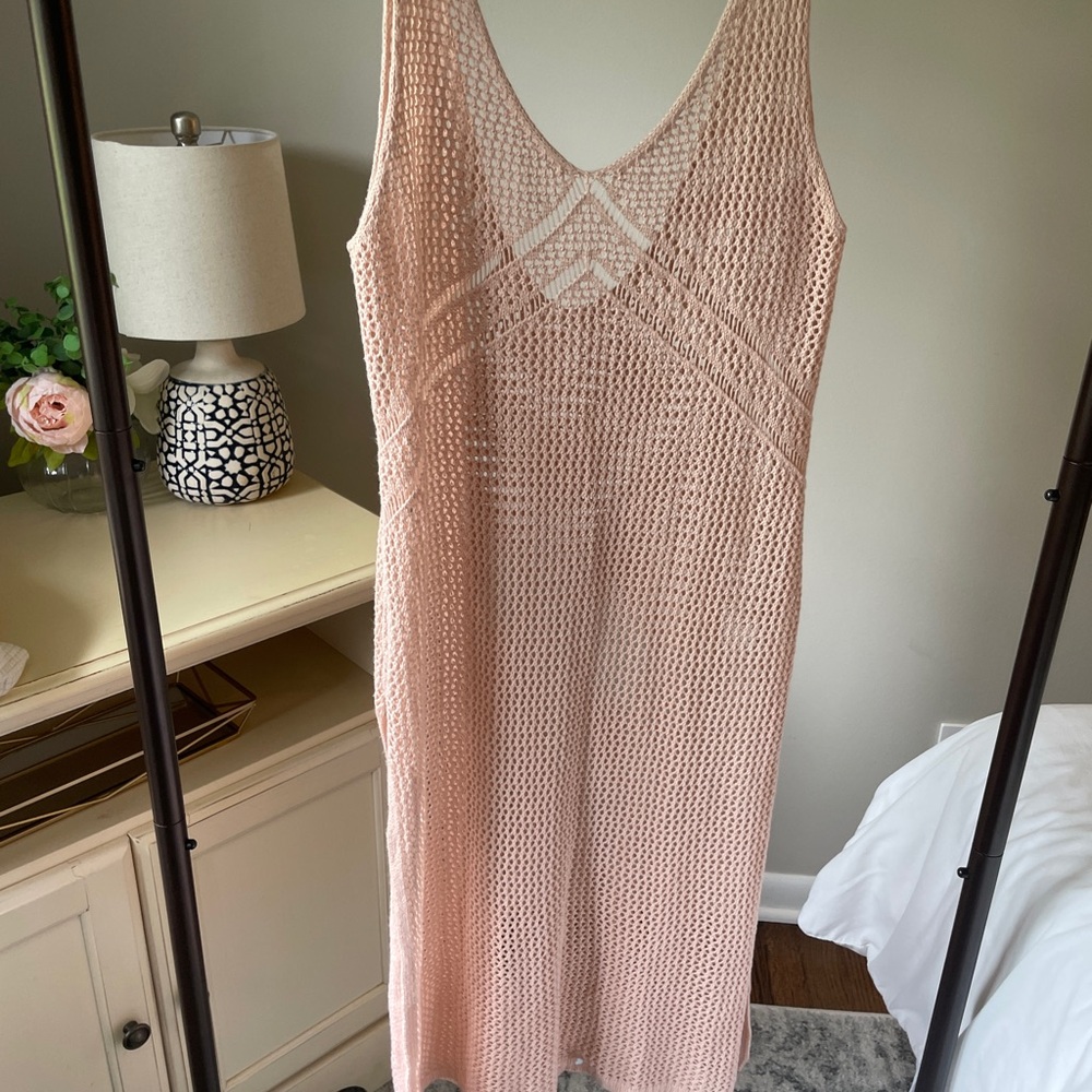 Elegant Pink Knit Swim Coverup